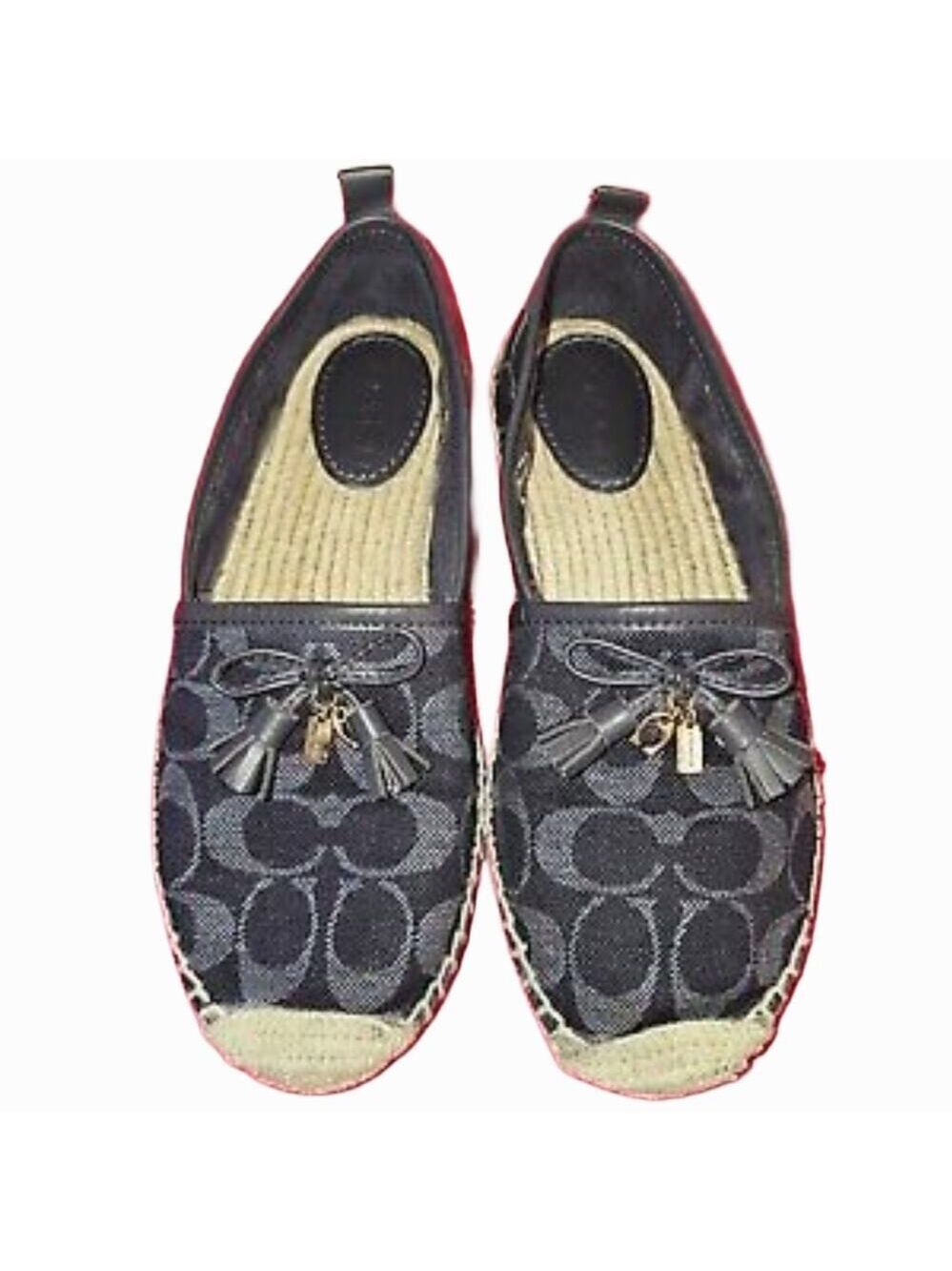 COACH SLIP ON CARSON ESPADRILLE FLATS SHOES IN DENIM SIZE 11 SO COMFY!